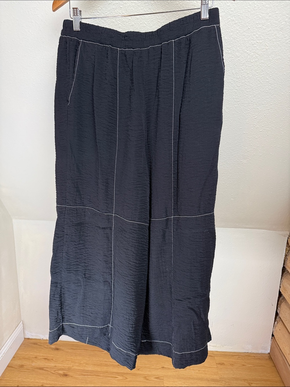 ADRIANNA PAPELL Black Cropped Wide Leg Palazzo Pants XL